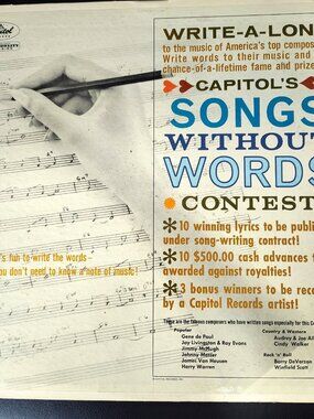 JACK MARSHALL – Songs Without Words Contest 12" Vinyl LP 1961 Capitol